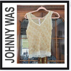 Johnny Was Biya Ivory Lace semi  Sheer  tank